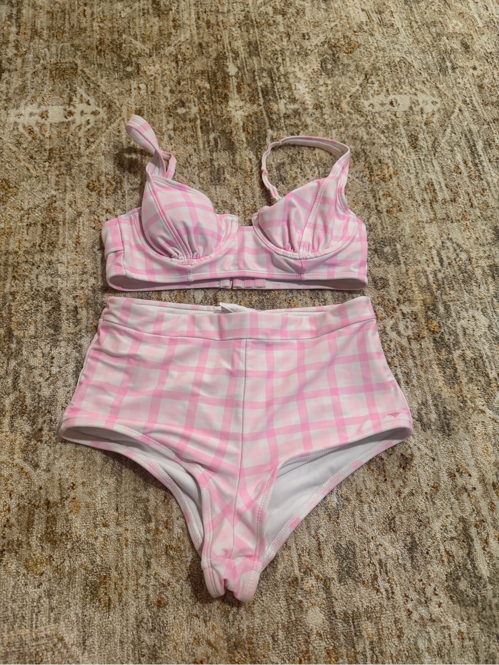 Stoney Clover Lane x Target Pink and White Gingham Bikini Set size small